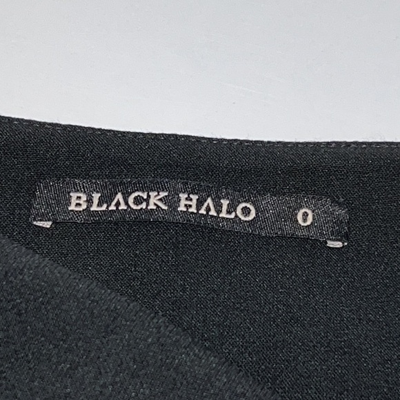 Black Halo Juma Black Asymmetrical Faux Wrap Pencil Tailored Skirt size 0 fits S - Picture 12 of 15